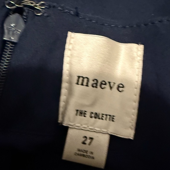 Maeve Anthropologie Navy Wide Leg Ruffle Hem Pants Size 27 NWT - Picture 9 of 13